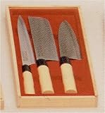 3pcs Sushi Santoku Chef's Knife Knives Cutlery Set w/case