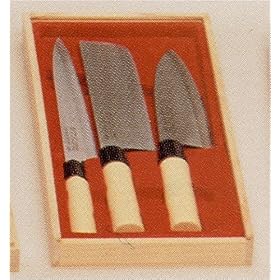 3pcs Sushi Santoku Chef's Knife Knives Cutlery Set w case by visiondecor Furniture