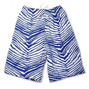 Zubaz Shorts: Royal Blue/White Zubaz Zebra Shorts