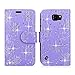Galaxy S6 Active Case - Cellularvilla Pu Leather Wallet Flip Open Pocket ID Card Holder Slots Case Pouch Cover Fold Stand with Wrist Strap for Samsung Galaxy S6 Active SM-G890 (Purple_Giltter)