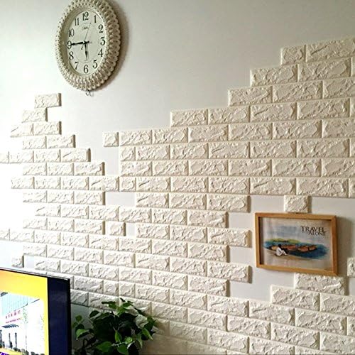 3D Brick Wallpaper, Valbuy Peel and Stick White PE Foam Soft Baby Proof Protective Brick Tiles 24 x 24 Inches (20)