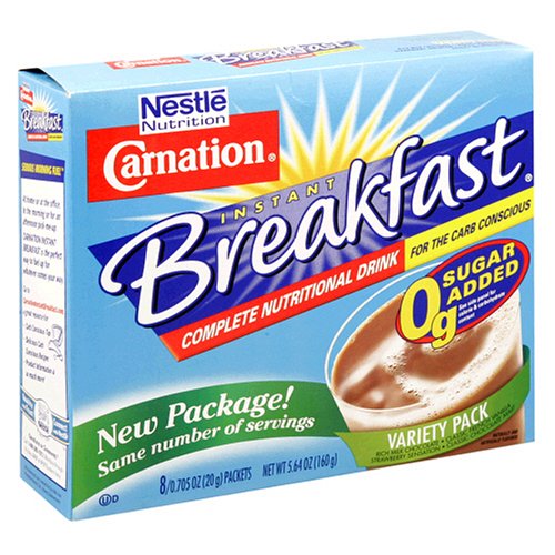 Carnation Instant Breakfast, Classic French Vanilla, No Sugar Added, 8-Count Packets (Pack of 4)