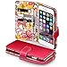iPhone 6S Plus Case, Terrapin [Red] [Lily Floral Interior] Textured PU Leather Wallet Case with Card Slots Cash Compartment and Detachable Wrist Strap for iPhone 6 Plus / 6S Plus - Red