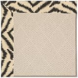 Zoe-White Wicker Pitch Black Machine Woven Olefin Area Rug with Custom border