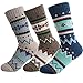 Winter Wool Angora Reindeer Snowflakes Knit Ankle High Socks