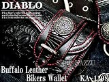 DIABLO KA-1108 カービング  型押し バイカーズ 財布 【ブラック×レッド】