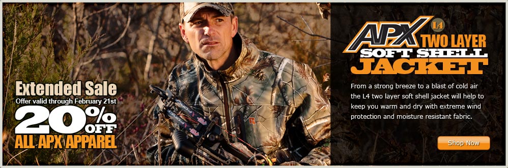 Bow Hunter in Field Wearing the Russell Outdoors L4 Two Layer Soft Shell Jacket
