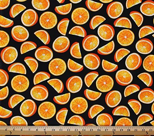 Kanvas Studios Cotton Fresh Squeezed Orange Slices Fruit Citrus Cotton Fabric Print by The Yard 8387-12