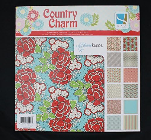 Country Charm Bundle of 3 Scrapbooking Items: (1) 48 Sheet Collection of 12 X 12 Scrapbook Paper and 2 Coordinating Dimensional Chipboard Stickers Packs