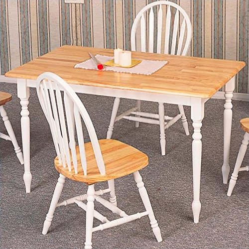 Coaster Country Butcher Block Oak and White Finish Wood Dining Table