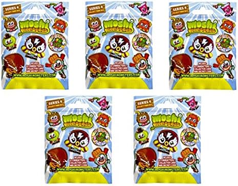 MOSHI MONSTER BUNDLE - Moshi Monsters Collector Bag Series 4 X5 - 5 BAGS CHOSEN AT RANDOM - 5 ITEMS SUPPLIED (Dispatched From UK)