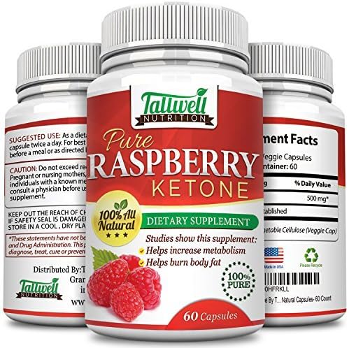 Raspberry Ketones Weight Loss Supplement - Pure, Natural Cleanse &amp; Detoxifier - Fat Burning, Natural Weight Loss - Increases Energy &amp; Metabolism Booster - Made in the USA - 60 Veggie Capsules