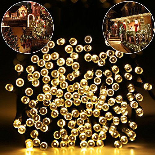 Addlon Solar LED String Lights Christmas Lights,72ft(22m) 200 LED Solar String,Ambiance lighting for Outdoor, Patio, Lawn, Landscape, Fairy Garden, Home, Wedding, Holiday, Christmas Party, Xmas Tree,waterproof (Warm White)