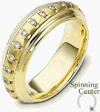Designer 14 Karat Yellow Gold Unique SPINNING Diamond Anniversary Ring