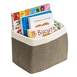 Knit Baby Nursery Closet Organizer Bin for Toys, Books, Towels, Diapers - Small, Khaki/Ivory
