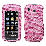 Rhinestones Shield Protector Case for Samsung Impression A877, Hot Pink Zebra Stripes Full Diamond