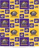 Cotton College LSU Louisiana State University Tigers Print Cotton Fabric By the Yard