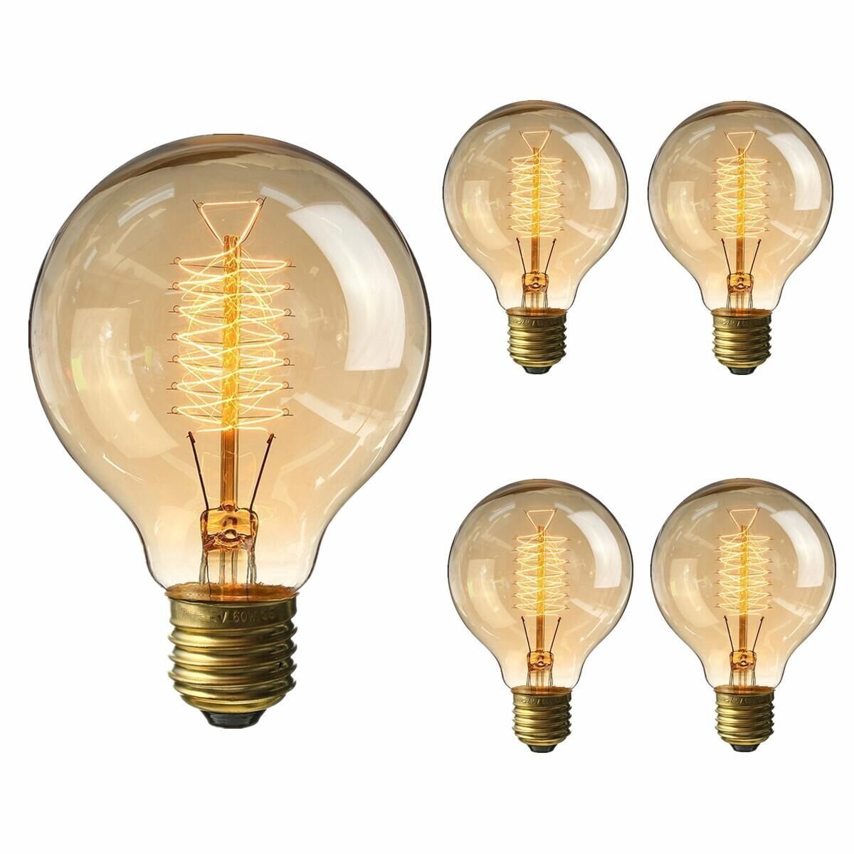 KINGSO Vintage Edison Bulb 60W Incandescent Antique Dimmable Light Bulb Dimmable for Home Light Fixtures Squirrel Cage Filament E27 Base G80 110V (4 Pack) 0