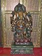 Colorful Standing Ganesha Sculpture Six Arms Wood Temple Carving India Statue 48"