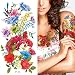 Supperb Temporary Tattoos - Hand drawn Colorful Summer Flower Bouquet (Set of 2)
