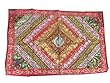 Indian Tapestry Handmade Red Golden Sequins Patchwork Wall Hanging Throw