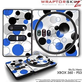 DJ Hero Skin Lots Of Dots Blue on White fit XBOX 360 and PS3 (DJ HERO NOT INCLUDED)
