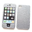 Apple iPhone 4 Snap-on Protector Hard Case Rhinestone Cover Silver Bling