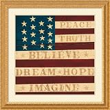 Inspired Colonial Flag Framed Art Print by Warren Kimble, 32.95 in. x 32.95 in. Framed