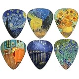 Vincent Van Gogh Guitar Picks - Celluloid Medium 12 Pack - Starry Night Sunflowers Cafe by Creanoso - Best Stocking Stuffer Gifts for Guitarist - Limited Time Deal