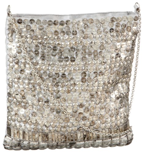 Contempo Tasche 1515-19, Damen Umh&auml;ngetasche, silber, (silber), 20x20x2