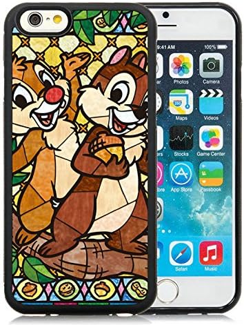 iPhone 6 Case,Stained Glass Chip And Dale Black iPhone 6S 4.7 Inches Shell Case,TPU Cover