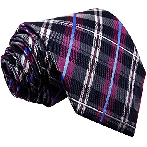S14 Shlax&Wing Extra Long Size Checked Purple Mens Neckties Ties Silk