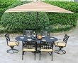 Alfresco Home Chateau Cast Aluminum 100 Inch Oval Table Dining Group
