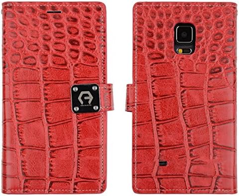 Note Edge Crocodile Synthetic Leather [Wristlet] [7 Card Pocket] Case - Premium Crocodile PU Leather Case Magnetic Lock For Galaxy Note Edge N9150 (Red)