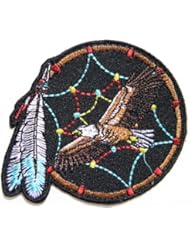 Eagle Hawk Bird Dreamcatcher Feather Indian Motorcycles Biker Ride Jacket T Shirt Patch Sew Iron on Embroidered Sign