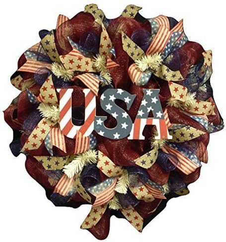 RWB Memorial or Labor Day Wreath, 4th of July, Veterans Day, Rwb, Poly Mesh Wreath