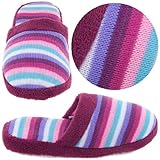 Plum Striped Knit Slippers for Women