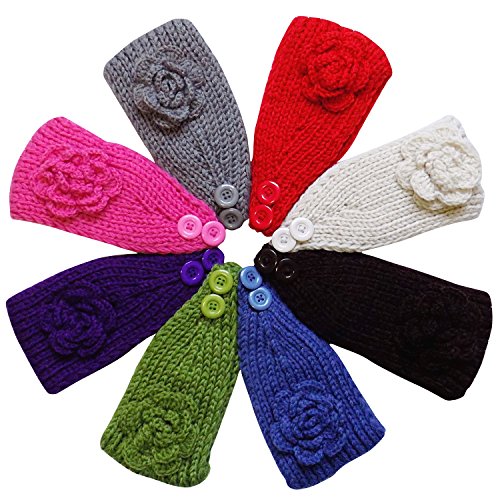 So Sydney Womens Teen Girl Toddler Knit Flower Head Wrap Ear Warmer Headband Pair