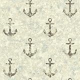 York Wallcoverings NY4916SMP Nautical Living Anchor Away Wallpaper Memo Sample, 8-Inch x 10-Inch, Cr