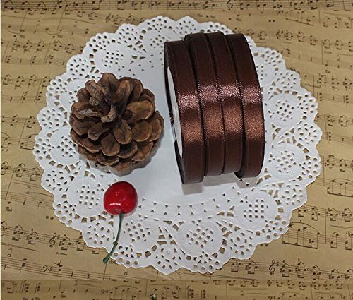 WIKE Solid Color Satin Ribbon, Each 25 Yard Per Pack, 5packs to sell / Many colors for choose (Coffee)