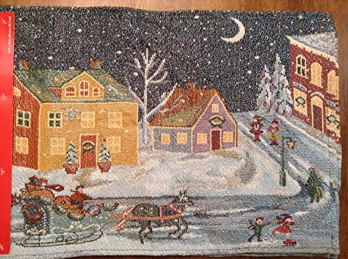Two Tapestry Winter Christmas Scene Placemats 13 in X 18 In