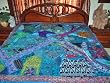 ZARDOZI EMBROIDERED BEADS SARI TAPESTRY BEDSPREAD COVERLET THROW WALL HANGING