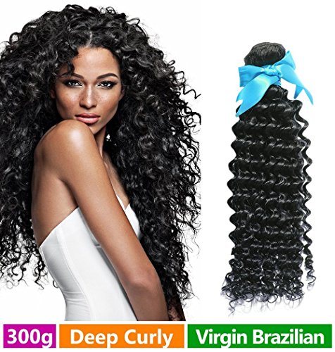 Rechoo Brazilian Virgin Remy Human Hair Extension Weave 3 Bundles 300g - Natural Black,12
