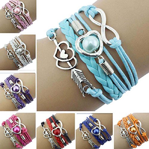 Doinshop New Infinity Chain Cuff Jewelry Antique Leather Charm Bracelet