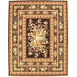 Black Orchid Traditional Floral Wool Rug
