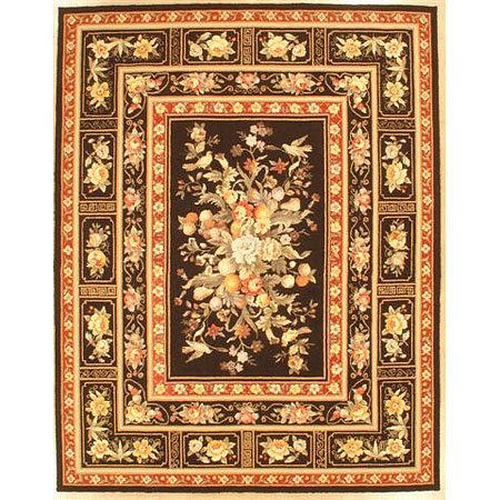Black Orchid Traditional Floral Wool Rug, 3 ft x 5 ft