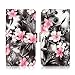 Cellularvilla Wallet Case for HTC One M8 Pu Leather Wallet Card Flip Open Pocket Case Cover Pouch (Black Pink Flower)