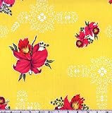 Oil Cloth Fabric Orchids Yellow