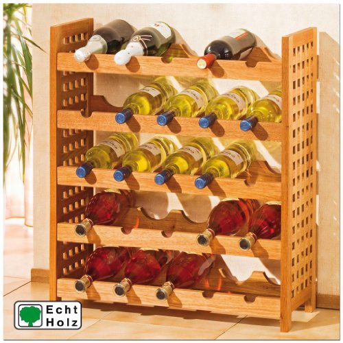 Weinregal aus Holz für 25 Flaschen - stapelbar - Walnuss