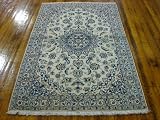 3'8 x 5'10 Beige Persian Hand Knotted Wool Nain Rug